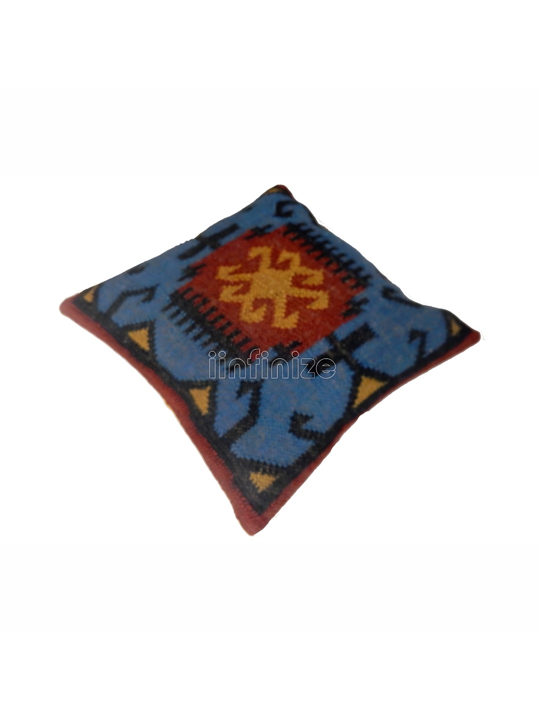 

iinfinize Blue and Red Kilim Cushion Cover