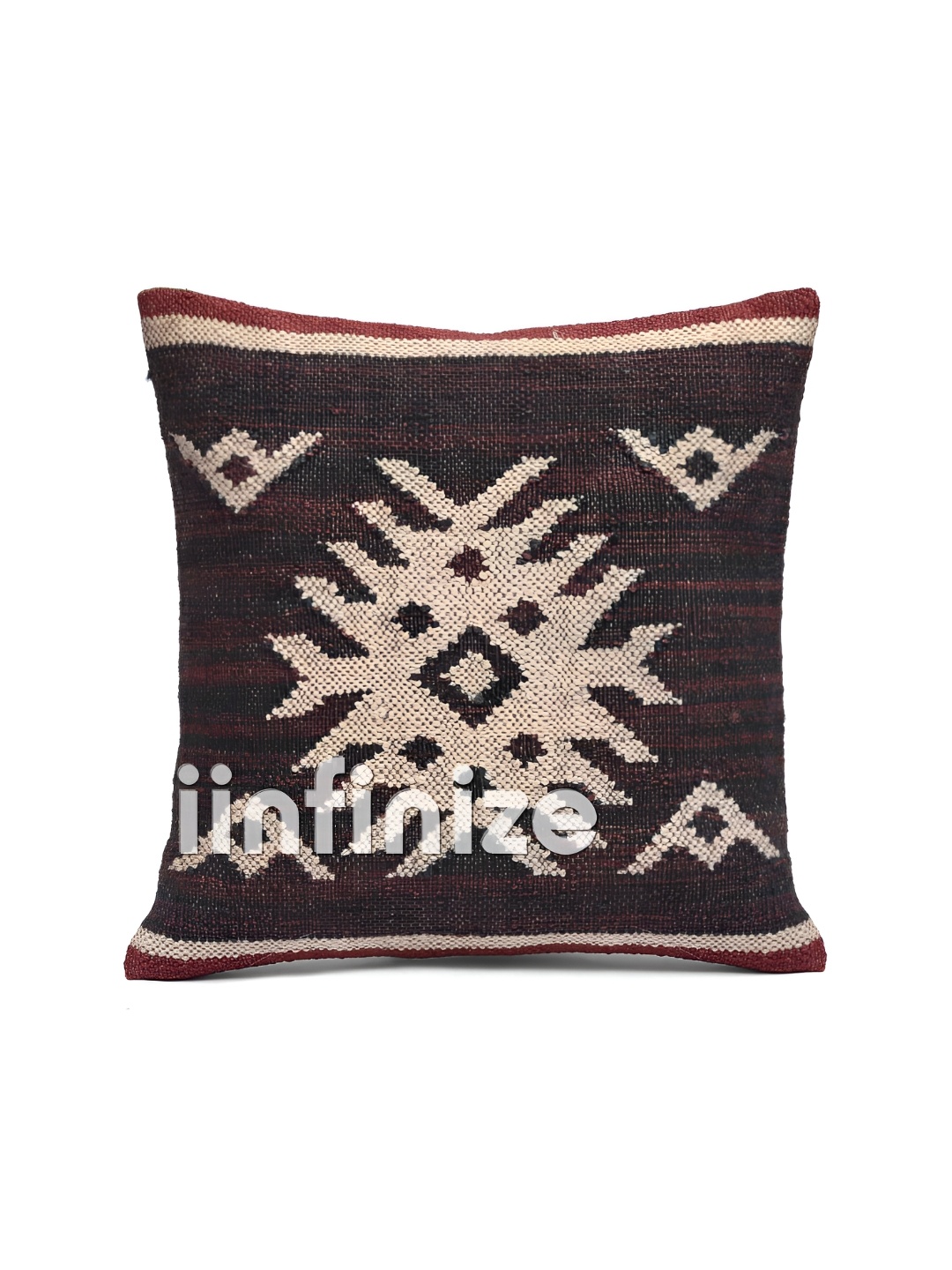 

iinfinize Black and Peach Kilim Cushion Cover