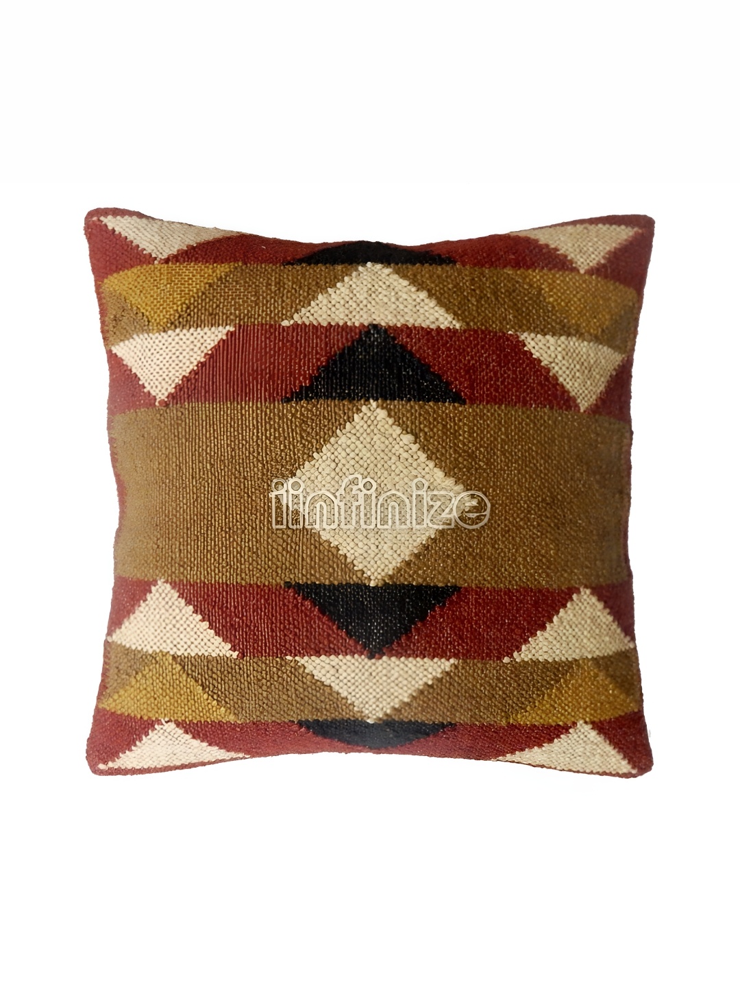 

iinfinize Brown & Red Abstract Printed Square Kilim Cushion Cover