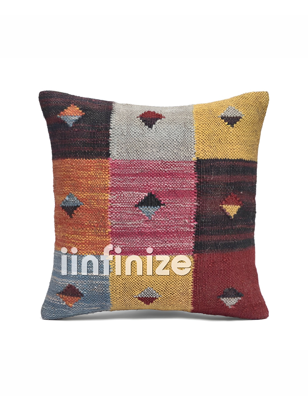 

iinfinize Yellow and Red Kilim Cushion Cover