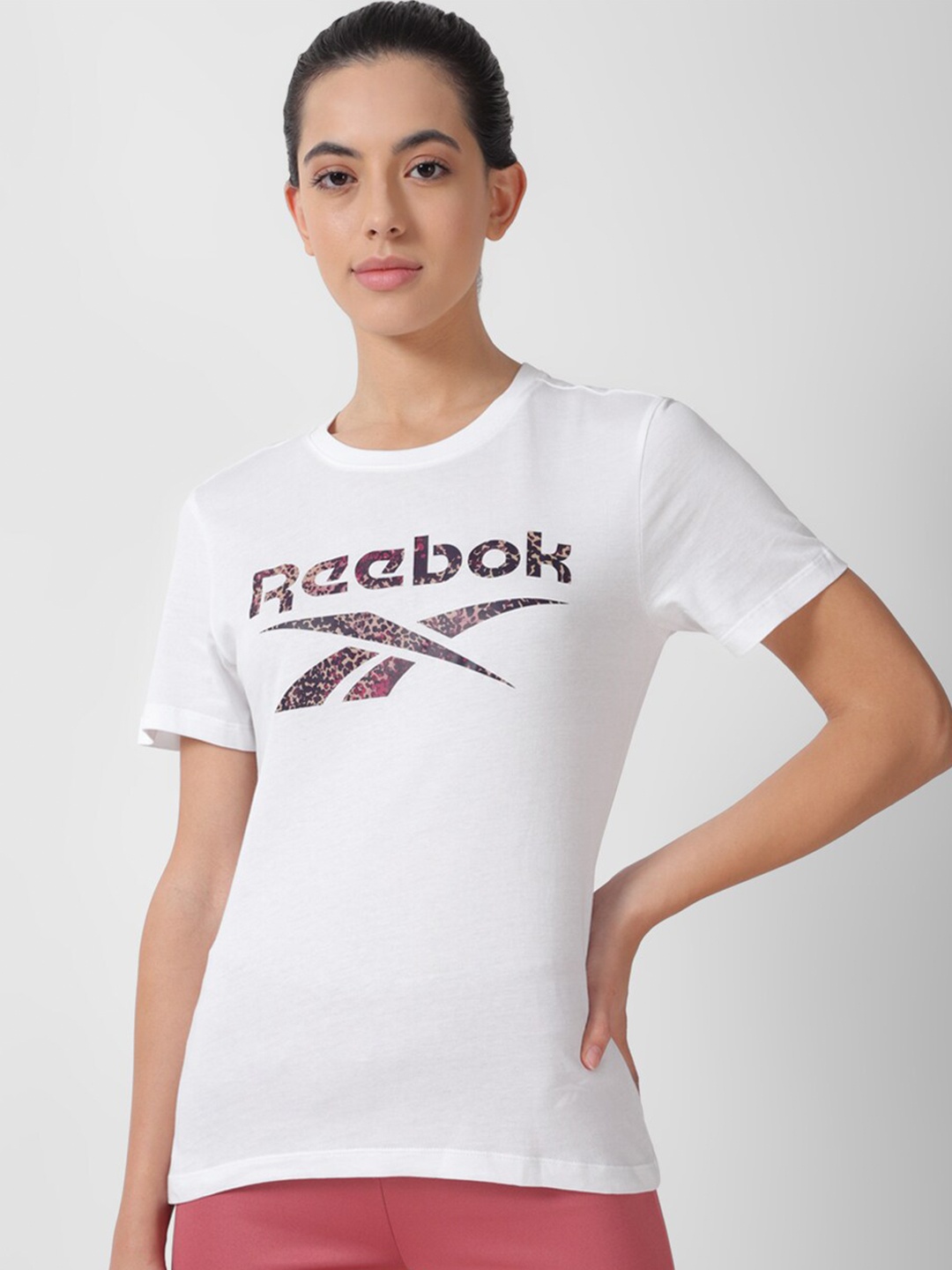 

Reebok Brand Logo Printed Pure Cotton T-Shirt, White