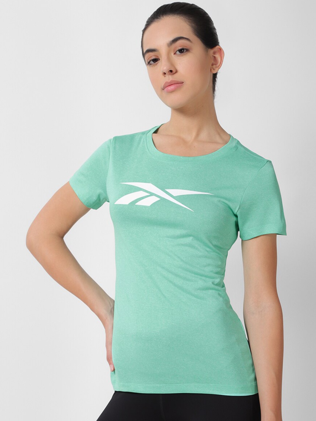 

Reebok Brand Logo Printed Slim-Fit T-Shirt, Green