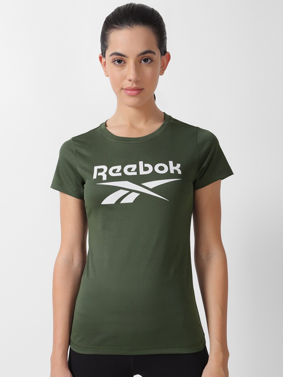

Reebok Brand Logo Printed Slim-Fit T-Shirt, Green