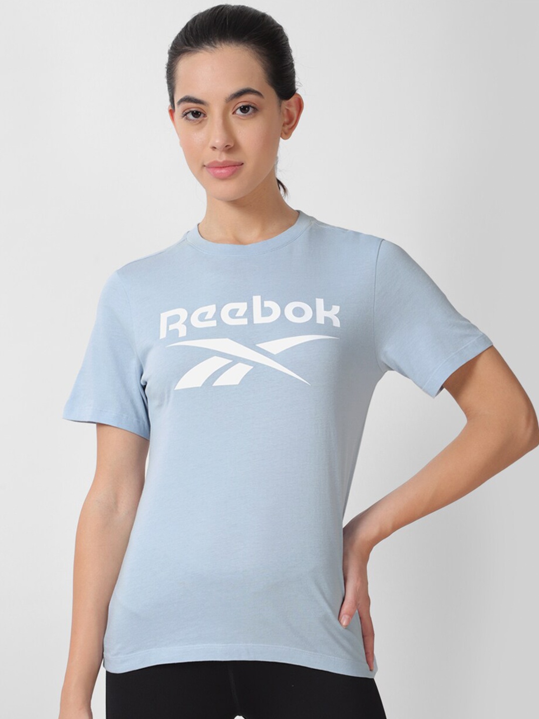 

Reebok Brand Logo Printed Pure Cotton T-Shirt, Blue