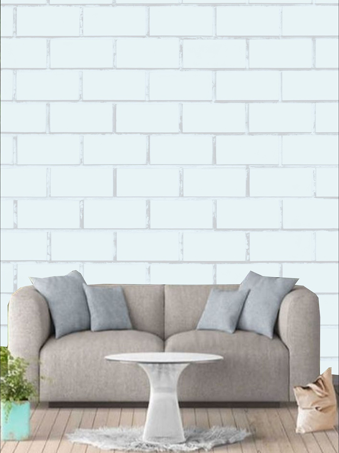 

KSHIRSA Light Blue Block Pattern Self Adhesive Removable Wallpaper