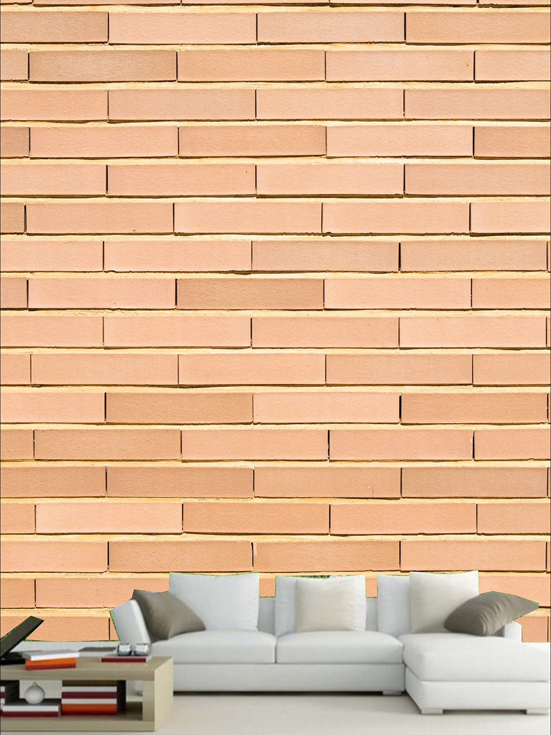 

KSHIRSA Peach-Color Block-Pattern Self Adhesive Removable Wallpaper