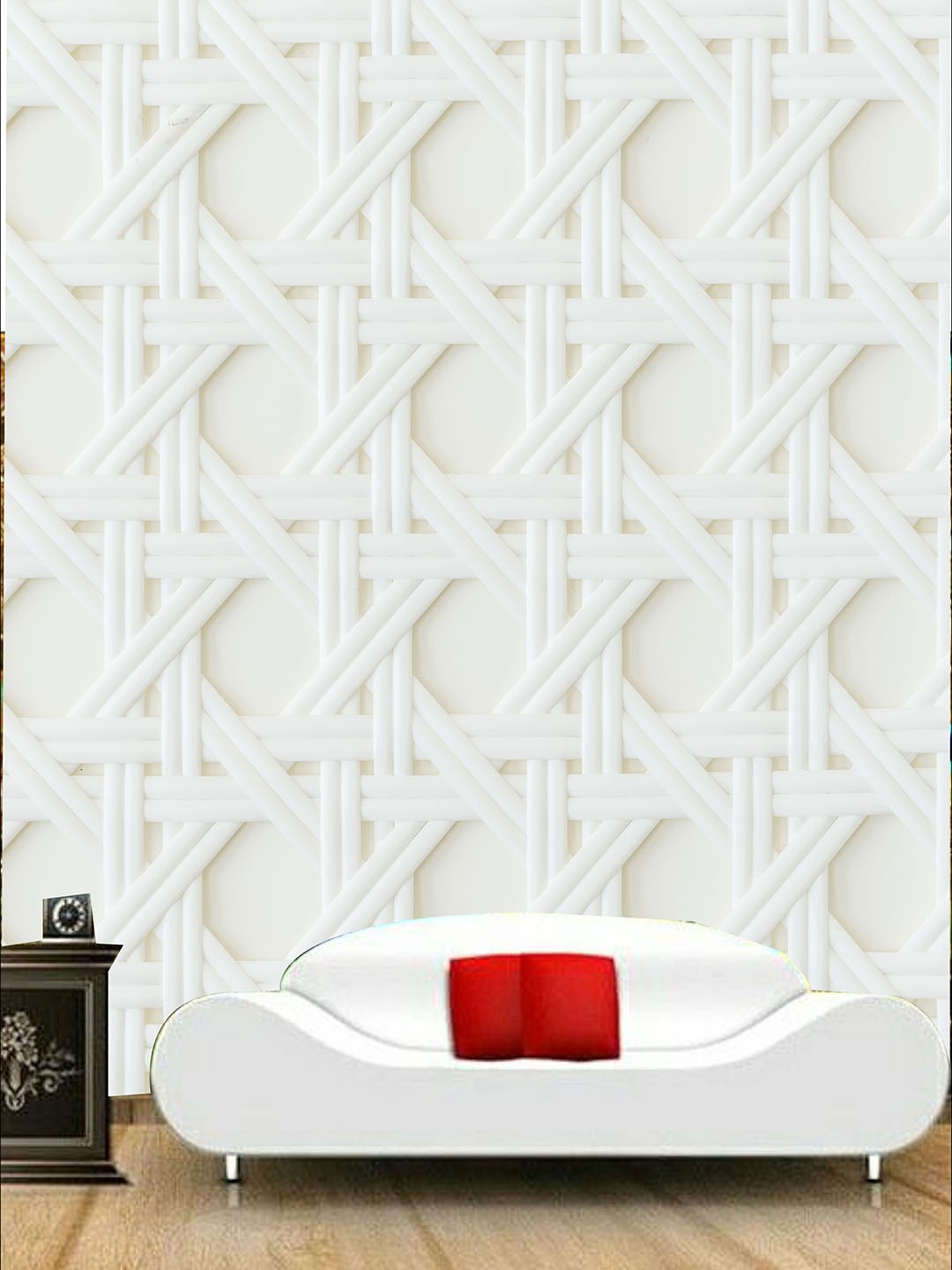 

KSHIRSA White Geometric Patterned Self Adhesive Removable Wallpaper