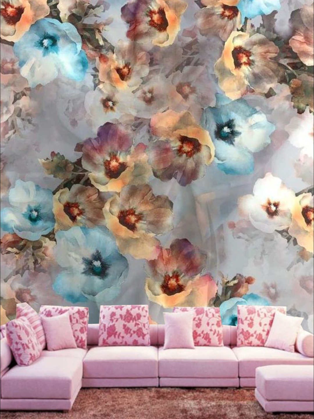 

KSHIRSA Beige & Orange-colored Floral Self Adhesive Removable Wallpaper