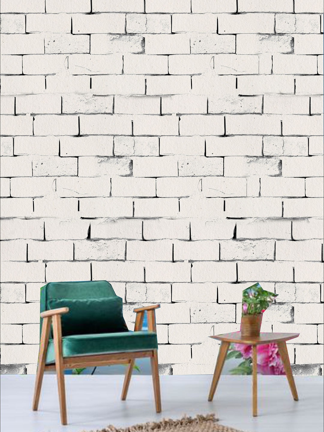KSHIRSA Beige Block Patterned Self Adhesive Removable Wallpaper