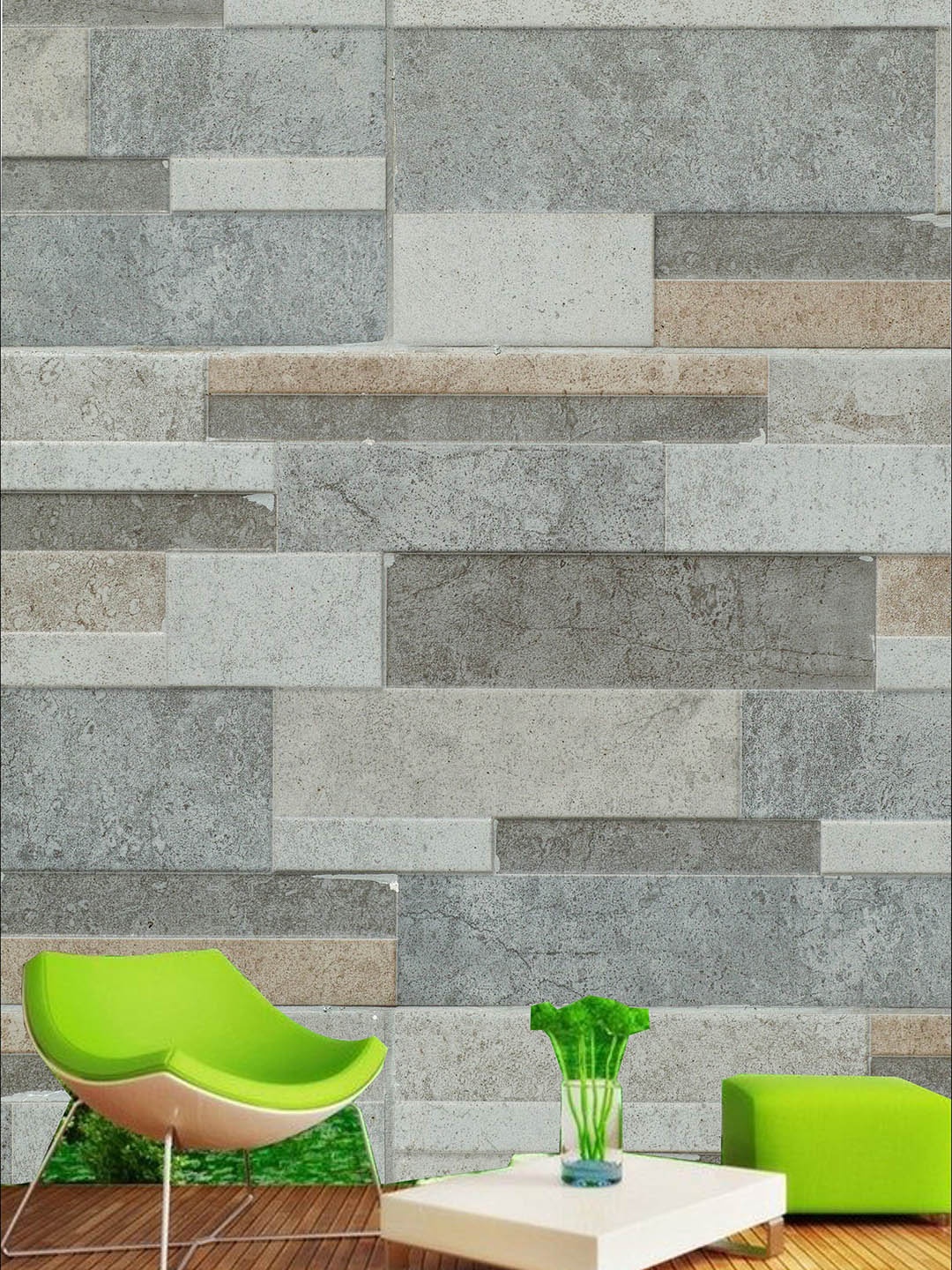 

KSHIRSA Beige & Brown Block Patterned Self Adhesive Removable Wallpaper