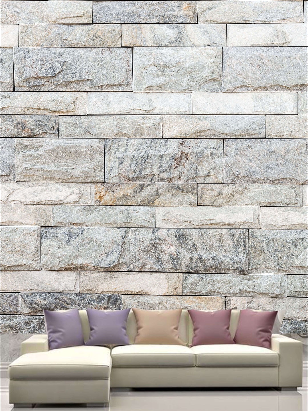 

KSHIRSA Beige Block Patterned Self Adhesive Removable Wallpaper