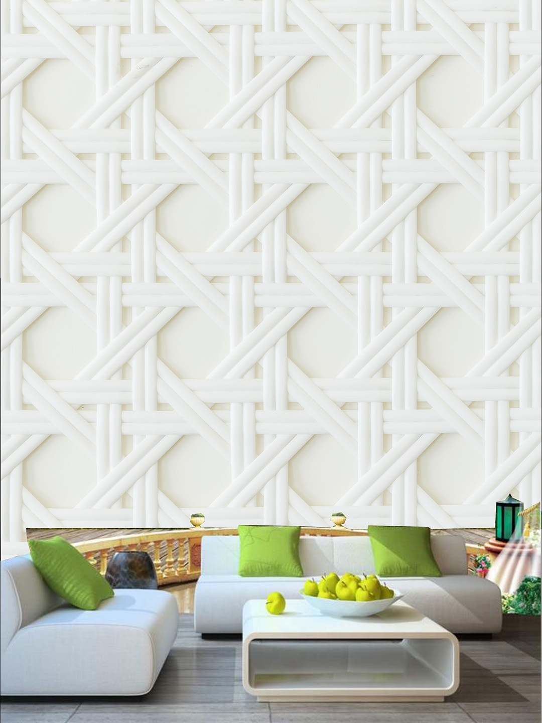 

KSHIRSA Cream Colored Geometric Patterned Self Adhesive Removable Wallpaper