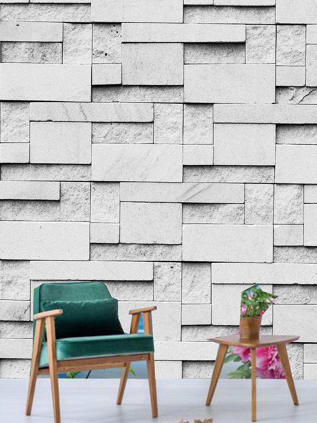 

KSHIRSA Beige Block Patterned Self Adhesive Removable Wallpaper