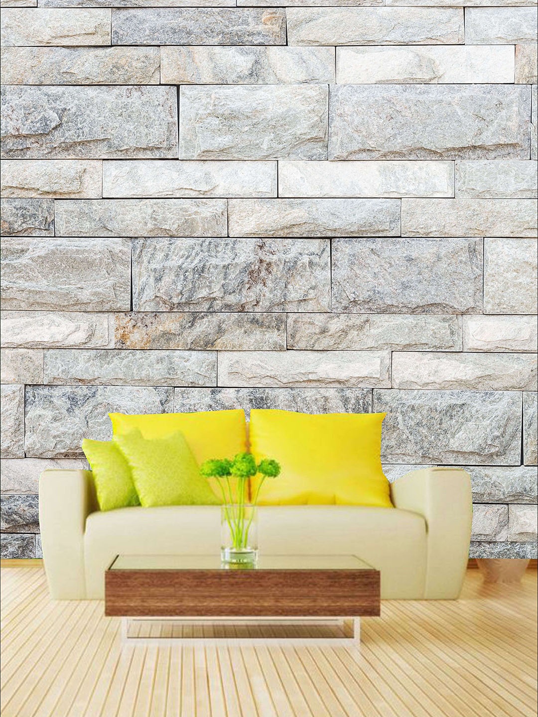 

KSHIRSA Beige Block Patterned Self Adhesive Removable Wallpaper