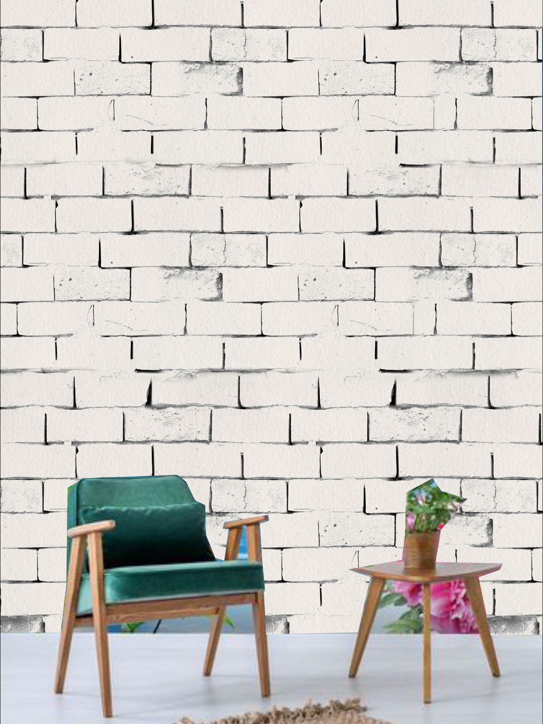 

KSHIRSA Beige Block Patterned Self Adhesive Removable Wallpaper