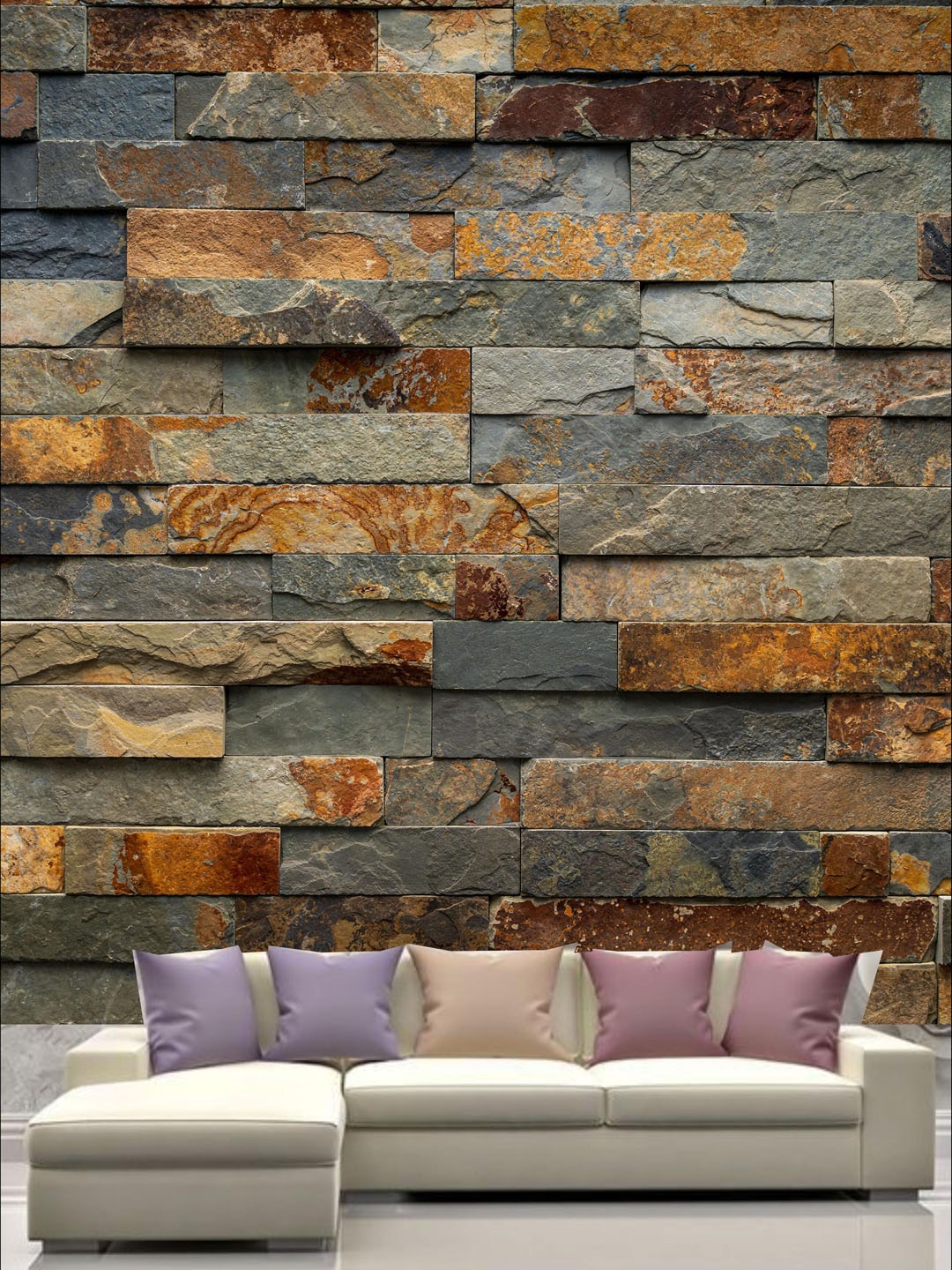 

KSHIRSA Beige & Brown Block Patterned Self Adhesive Removable Wallpaper