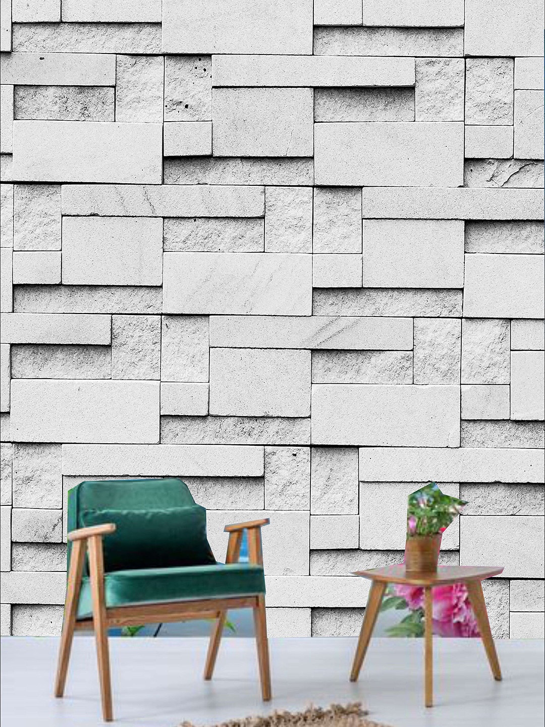 

KSHIRSA Beige Block Patterned Self Adhesive Removable Wallpaper