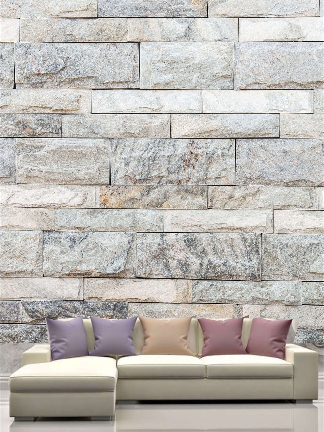 

KSHIRSA Beige Block Patterned Self Adhesive Removable Wallpaper
