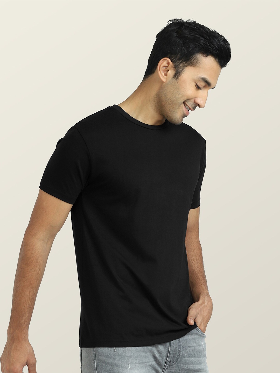 XYXX Short Sleeves Regular Fit Cotton T-shirt, Black