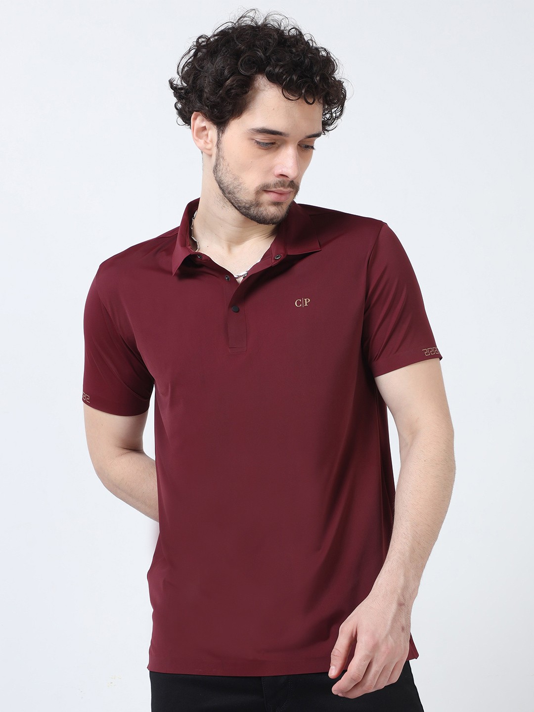

Classic Polo Collar Slim Fit Short Sleeves Cotton T-shirt, Burgundy