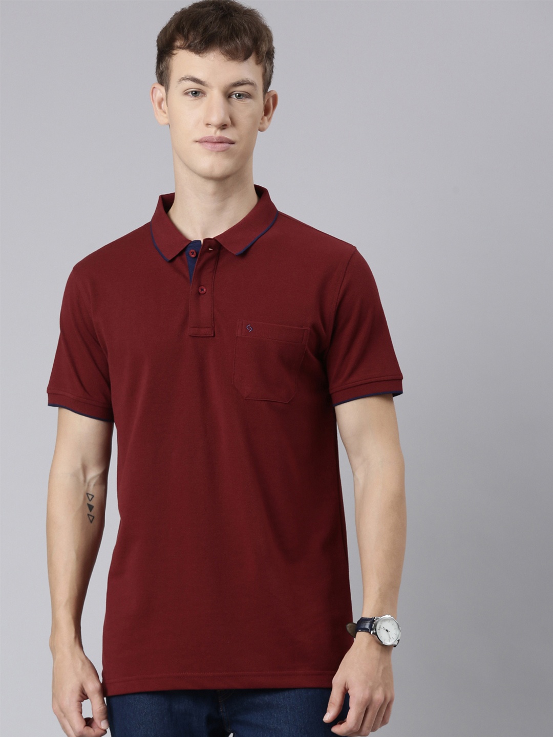 

Classic Polo Short Sleeves Slim Fit Cotton T-shirt, Maroon