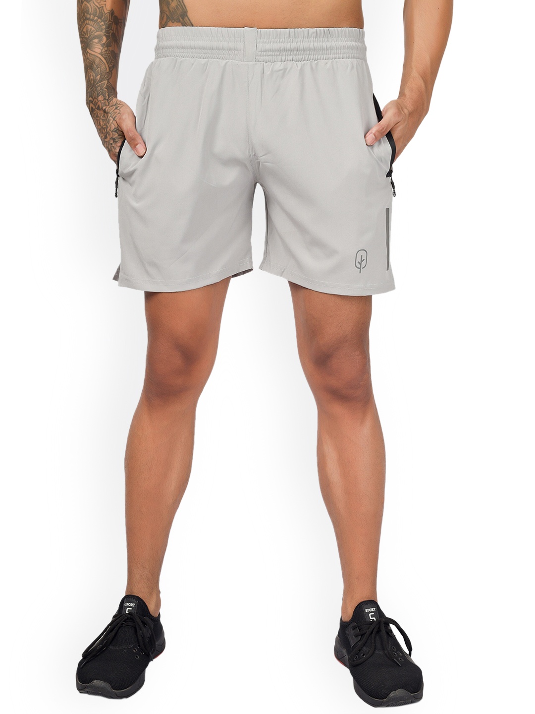 

BLUEFICUS Men Low-Rise Sports Shorts, Grey