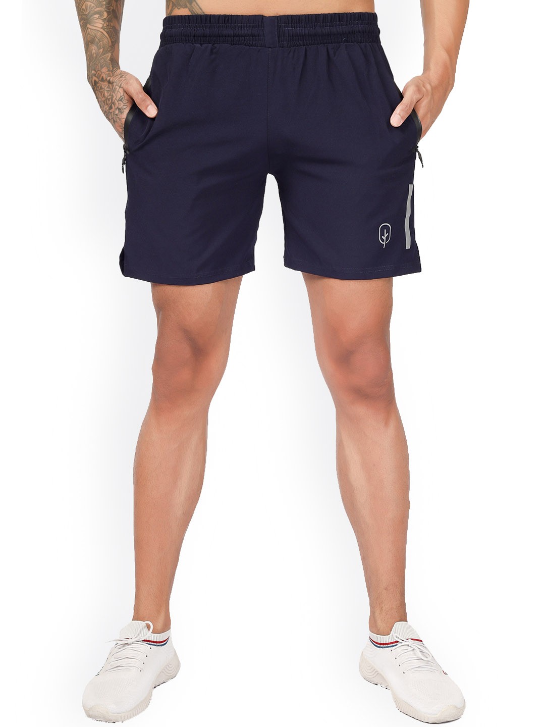 

BLUEFICUS Men Low-Rise Sports Shorts, Navy blue