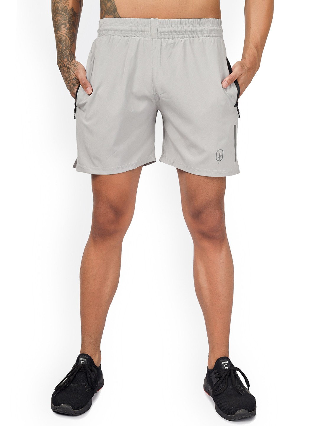 

BLUEFICUS Men Low-Rise Sports Shorts, Grey