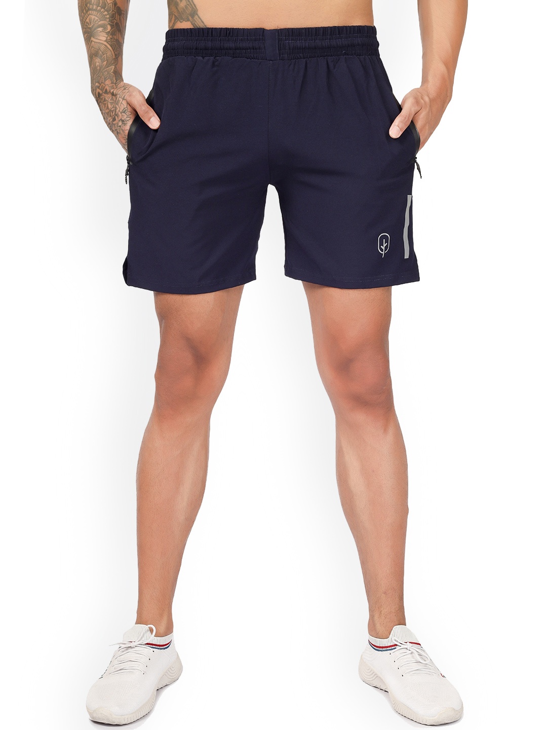 

BLUEFICUS Men Low-Rise Sports Shorts, Navy blue