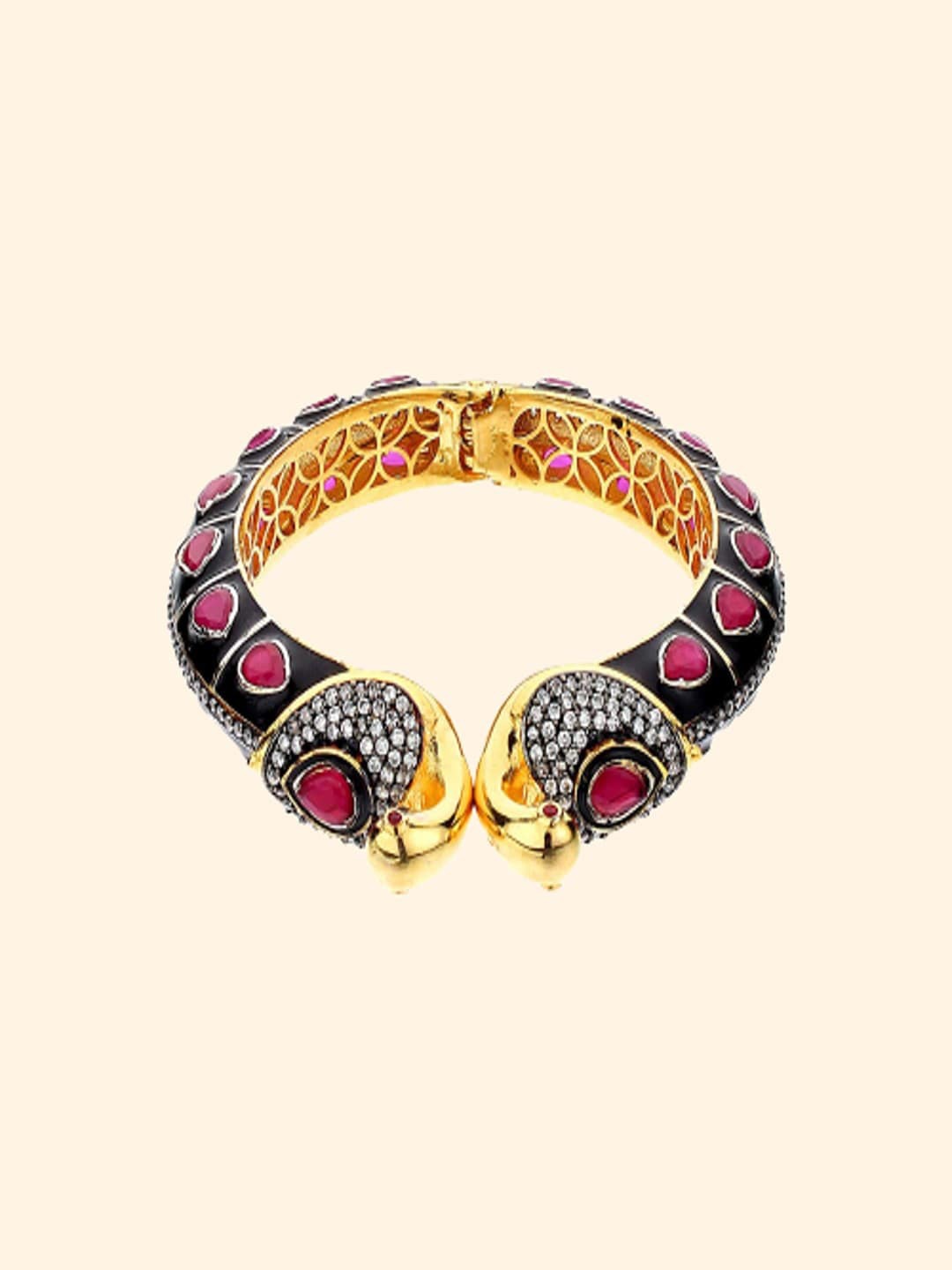 

Runjhun Gold Plated Stone Studded Openable Bangle