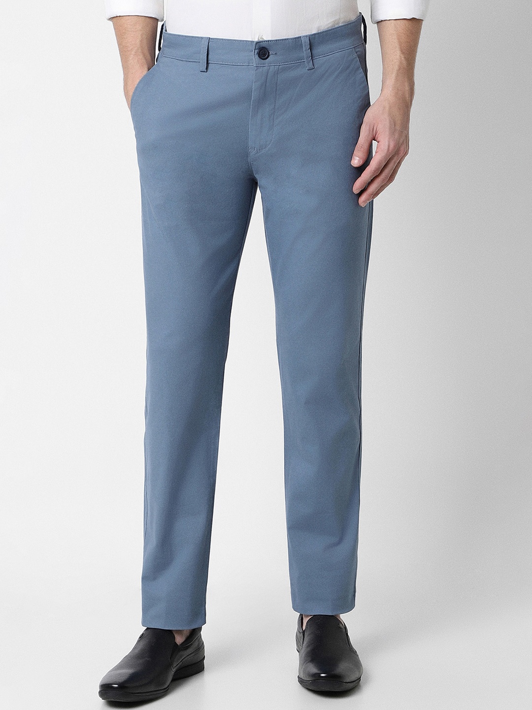 

Peter England Casuals Men Super Slim Fit Trousers, Blue