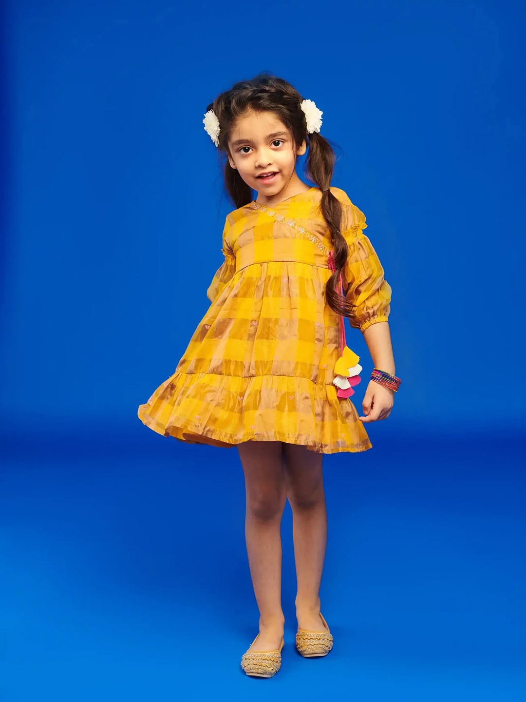 

Somersault Striped Embroidered Wwap Dress, Yellow