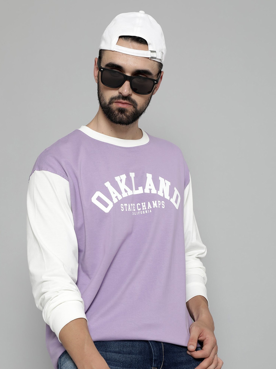 

Maniac Printed Round Neck Cotton T-shirt, Purple
