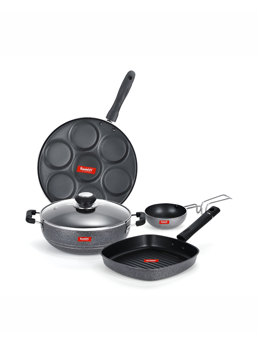 

Sumeet Silver-Toned Aluminium Dishwasher Safe Cookware Set
