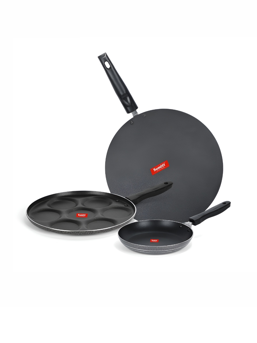 

Sumeet Silver Toned & Black Aluminium Dishwasher Safe Cookware Set