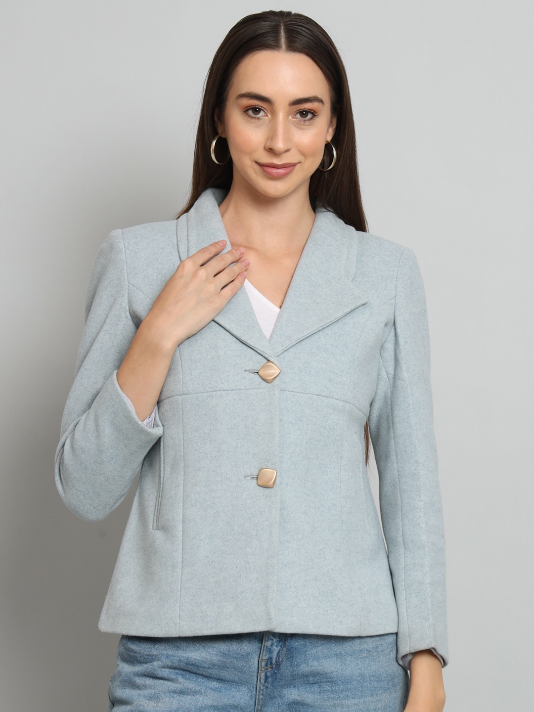 

Chemistry Notched Lapel Woollen Blazer, Blue