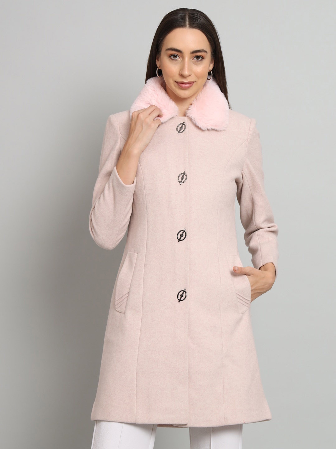 

Chemistry Woollen Longline Overcoat Coat, Pink