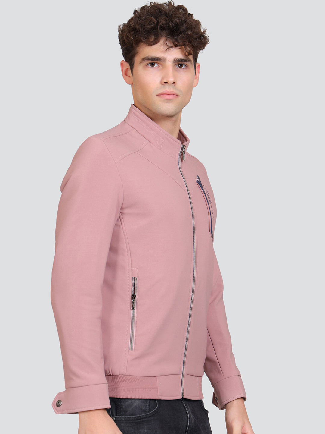 

YOUNG CLUB CLASSIC Mock Collar Woolen Bomber Jacket, Pink