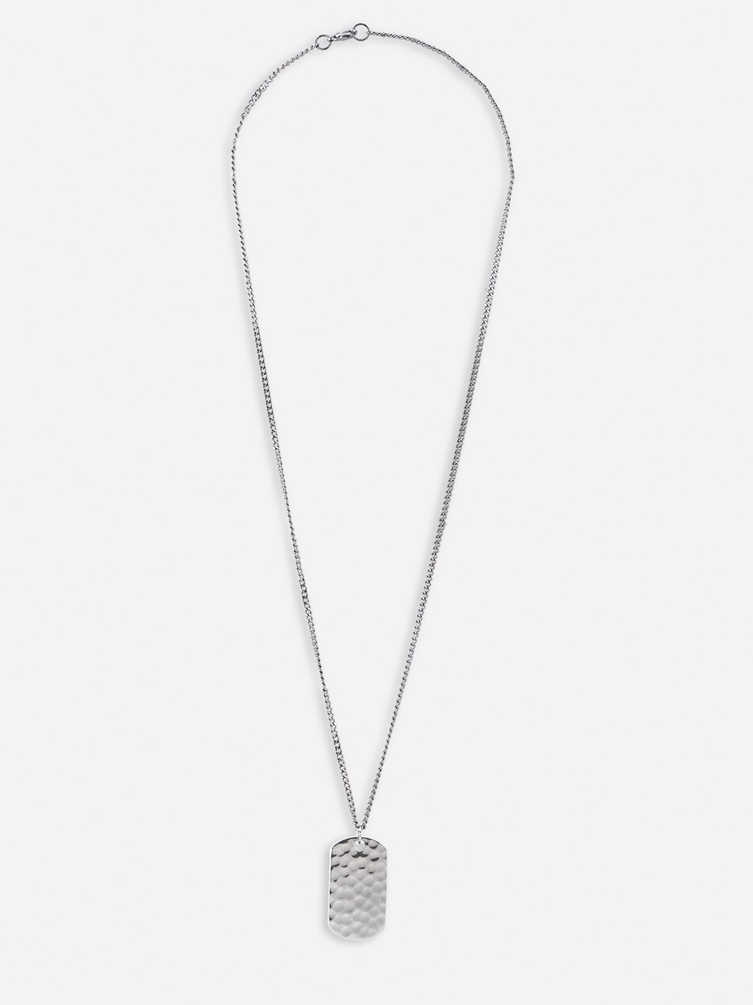

The Bro Code Silver-Toned Dog Tag Charm Pendant & Cuban Link Chain