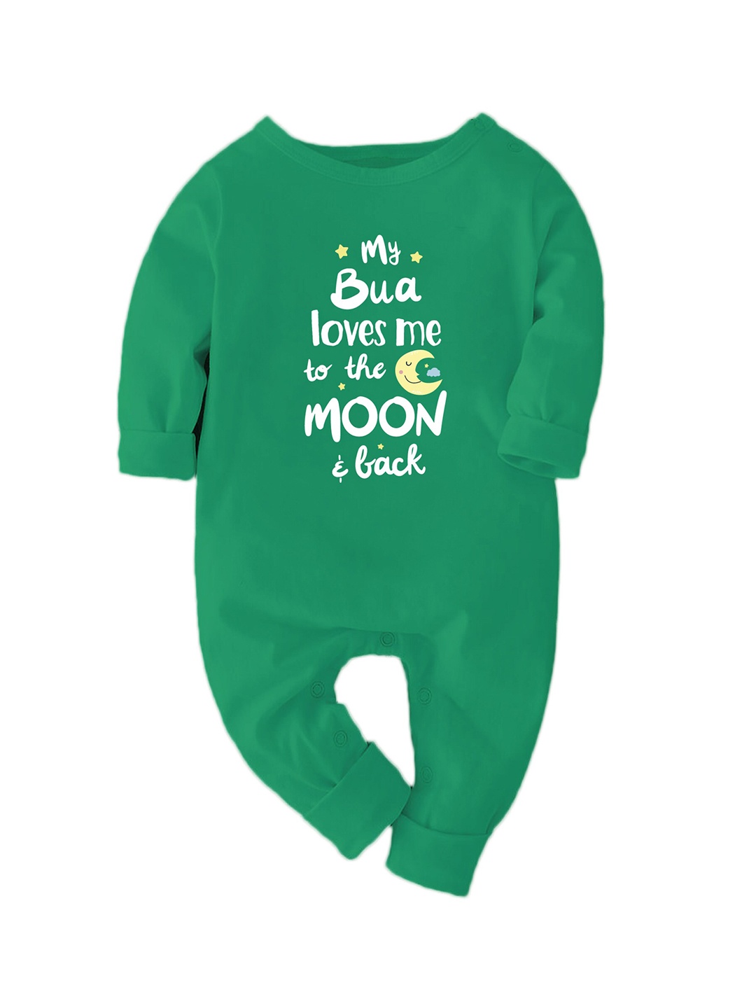 

Zeezeezoo Infants My Bua Loves Me Printed Cotton Romper, Green