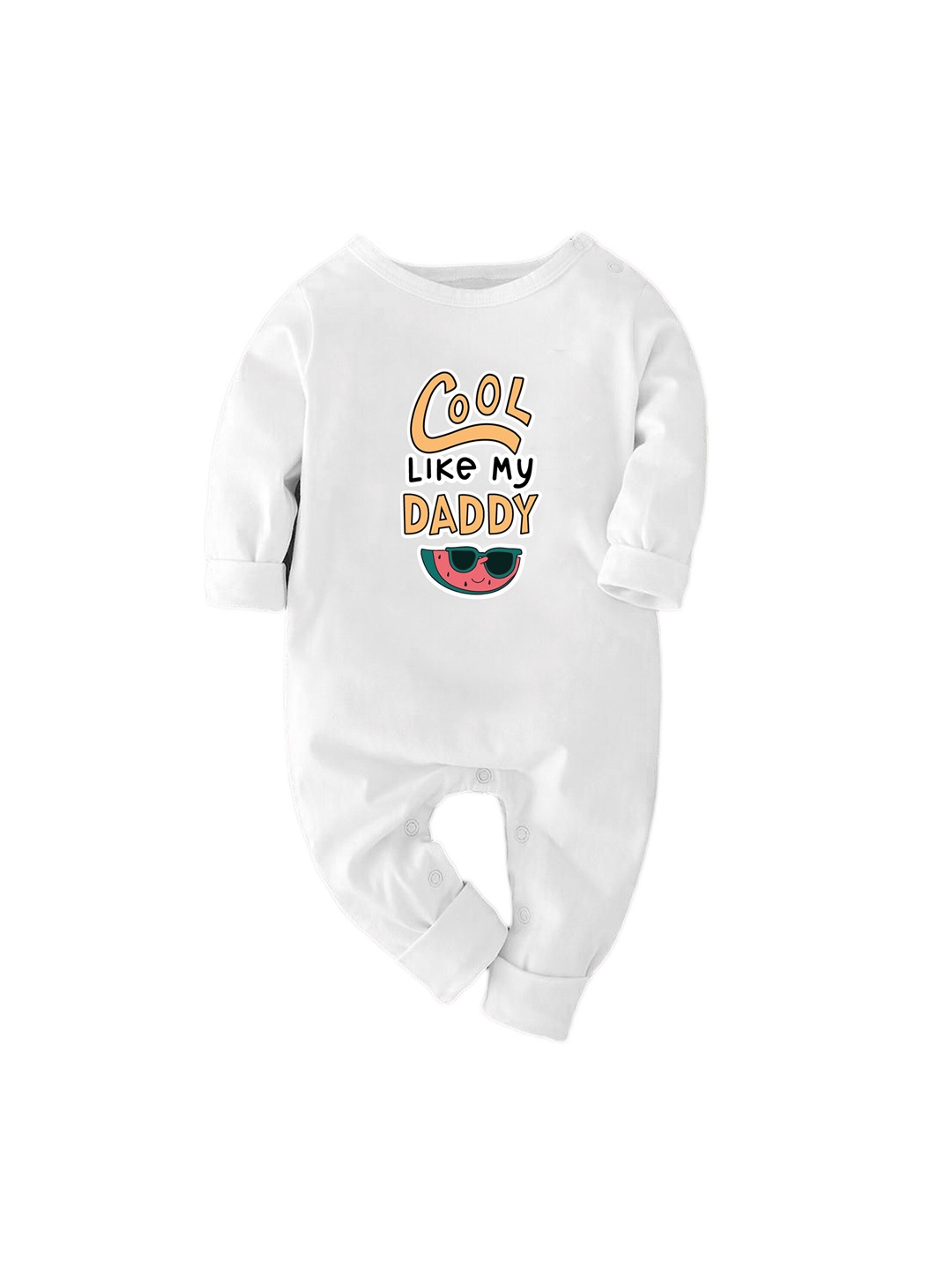 

Zeezeezoo Infant Kids Cool Like Daddy Printed Cotton Romper, White