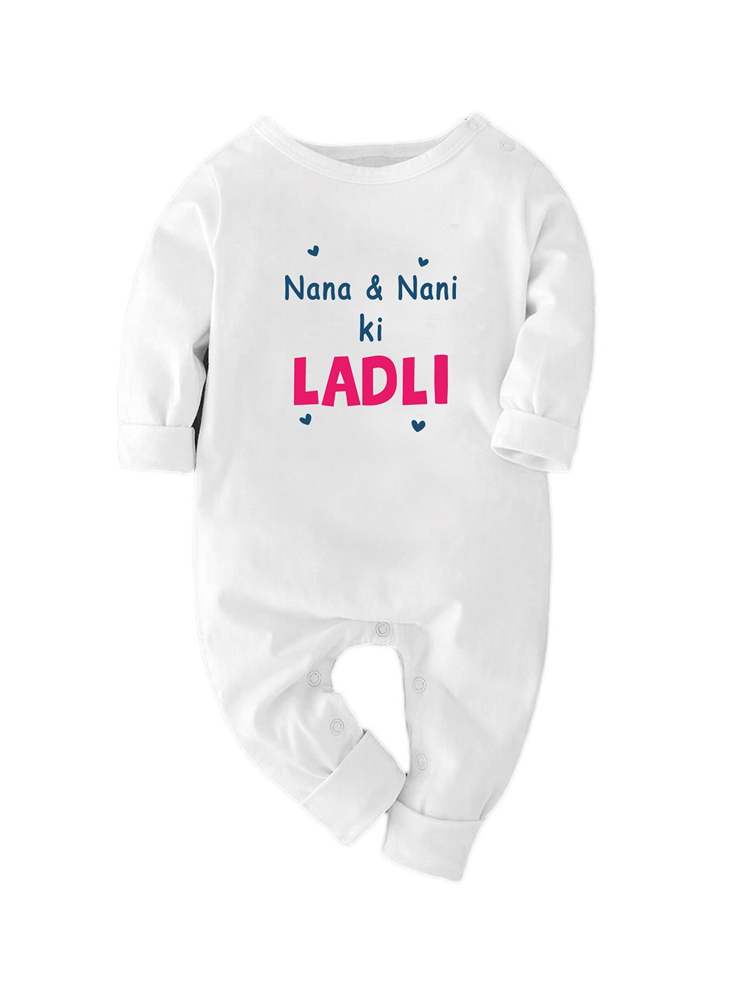 

Zeezeezoo Kids Typography Printed Pure Cotton Rompers, White