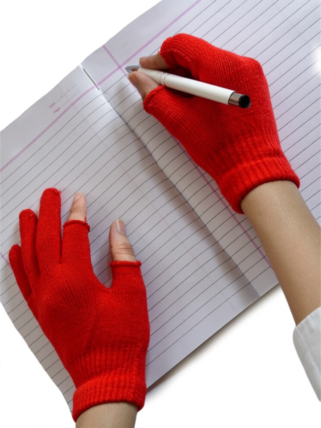 

TIPY TIPY TAP Girls Two Fingers Cut Woolen Gloves, Red