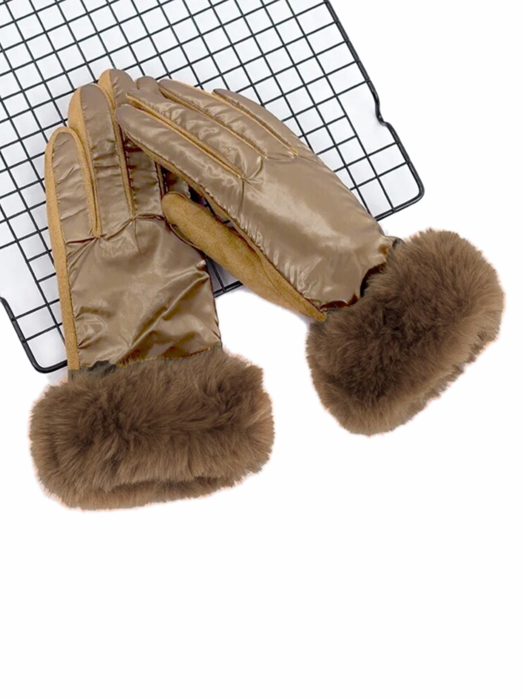 

TIPY TIPY TAP Girls Fur Winter Gloves, Brown