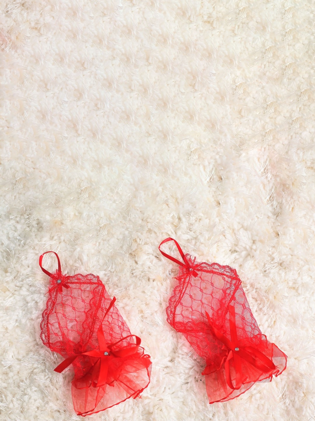 

TIPY TIPY TAP Girls Lace Fingerless Mesh Gloves, Red