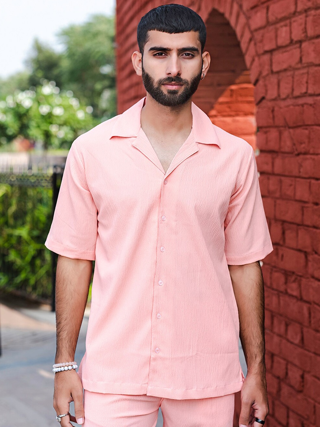 

Tistabene Cuban Collar Classic Casual Shirt, Pink
