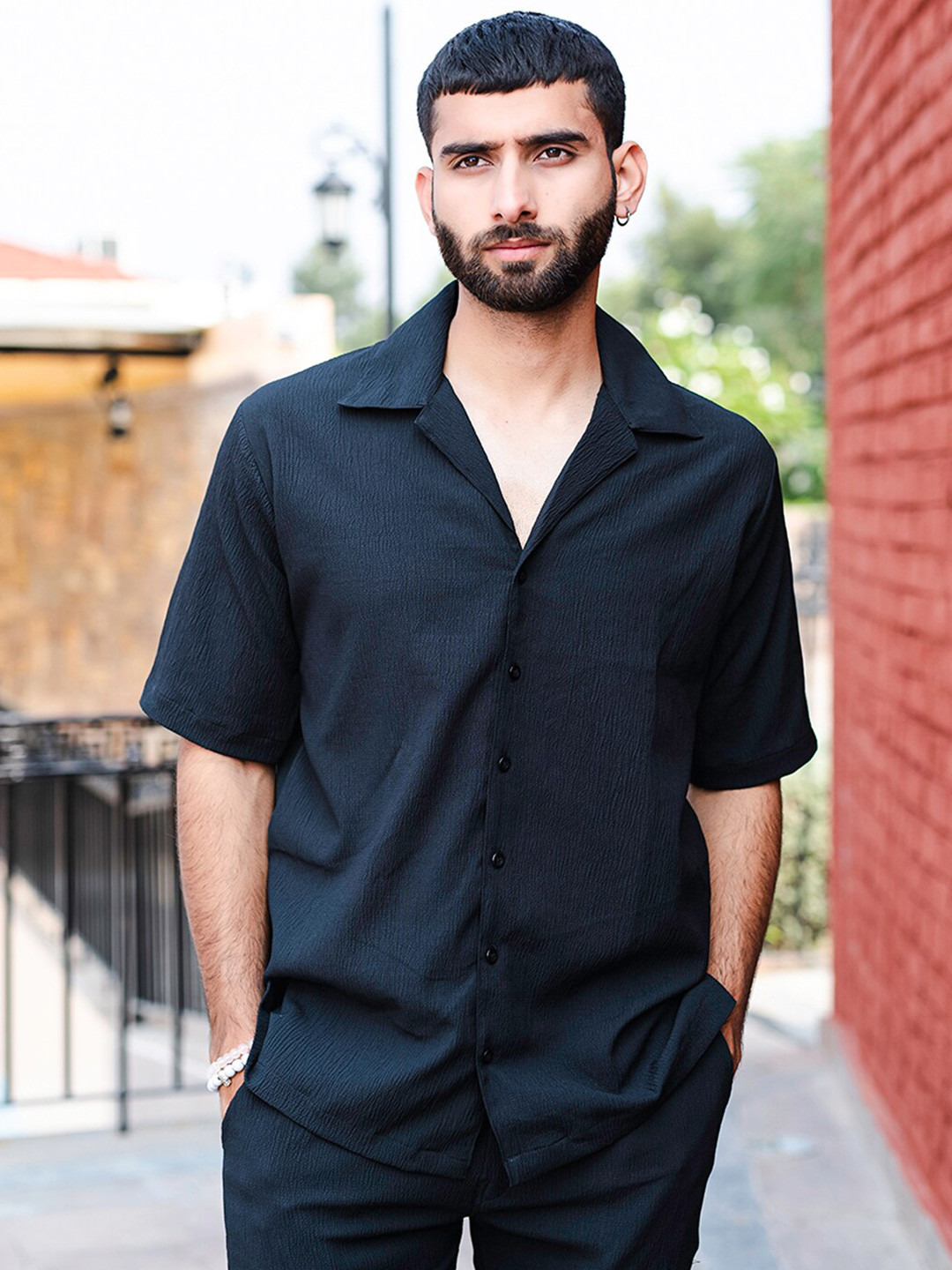 

Tistabene New Texture Oversized Casual Shirt, Black