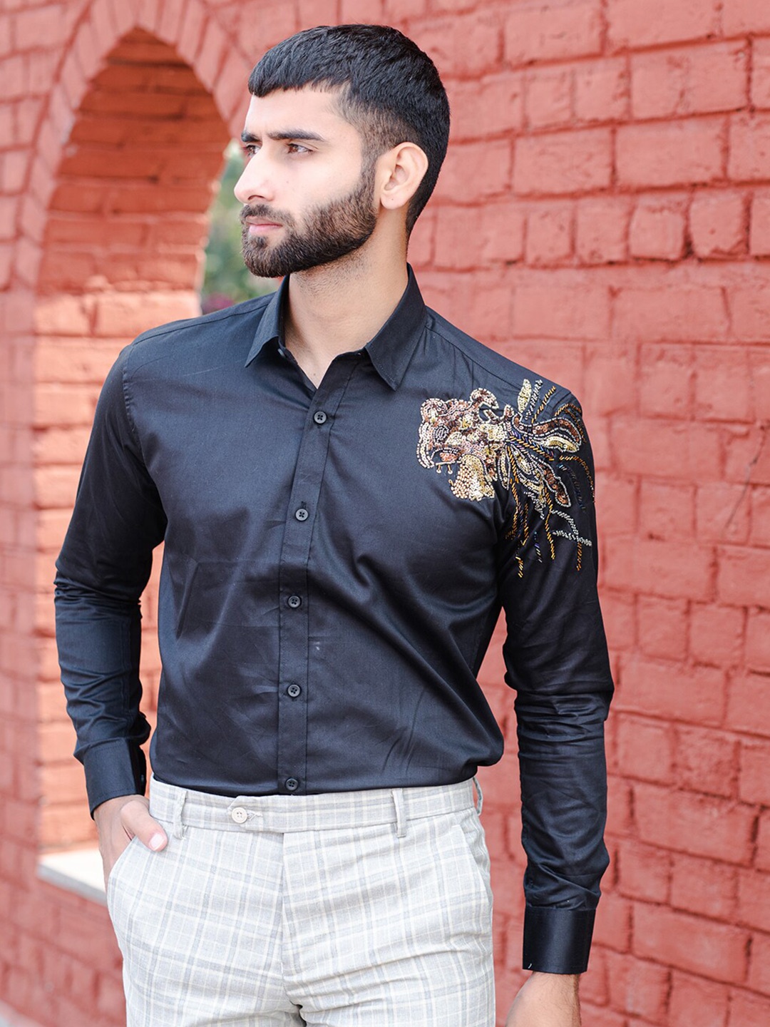 

Tistabene Embroidered Classic Casual Shirt, Black