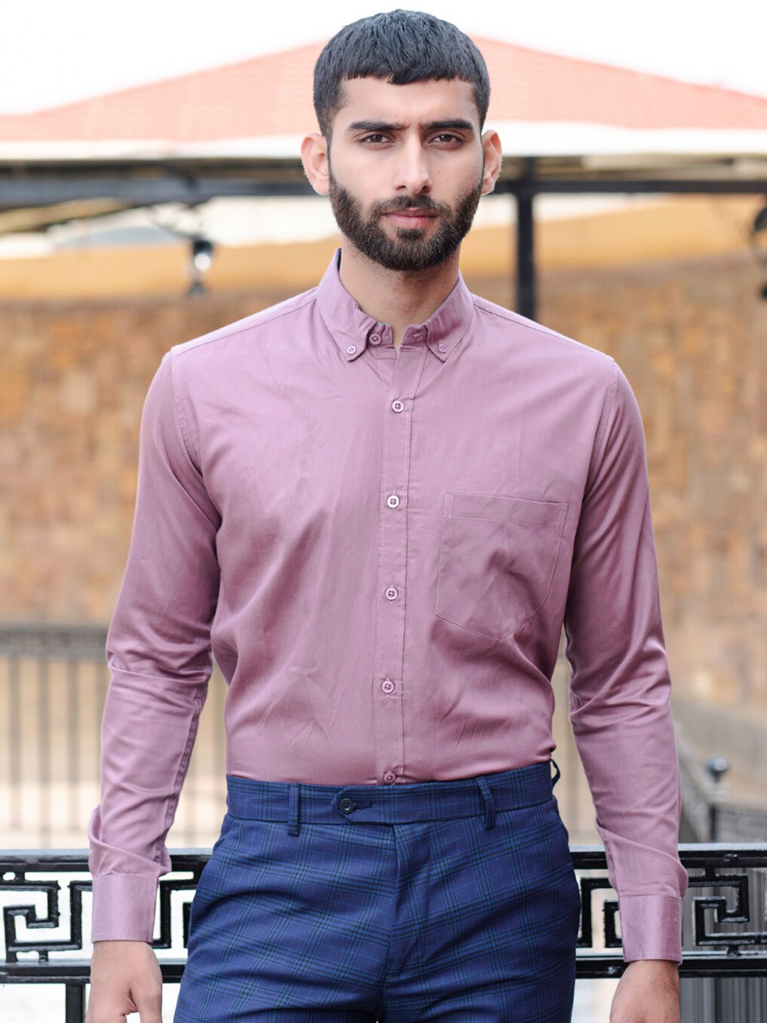 

Tistabene Button-Down Collar Long Sleeves Cotton Casual Shirt, Purple