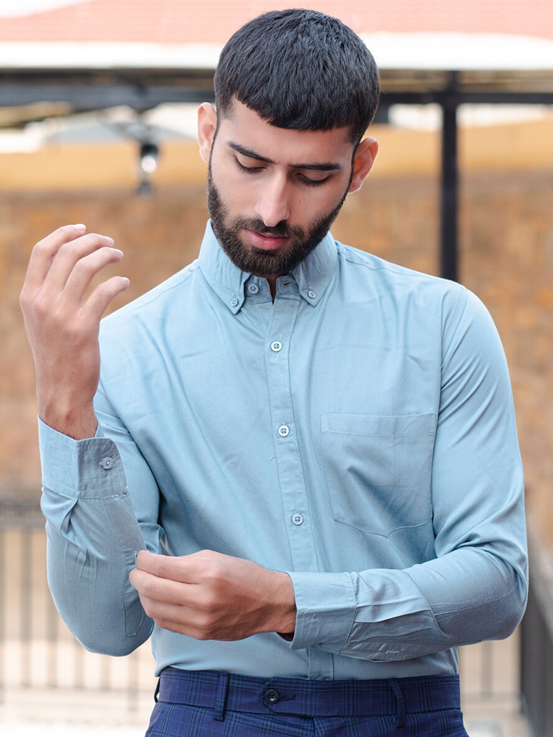 Tistabene New Fit Button-Down Collar Cotton Formal Shirt, Teal